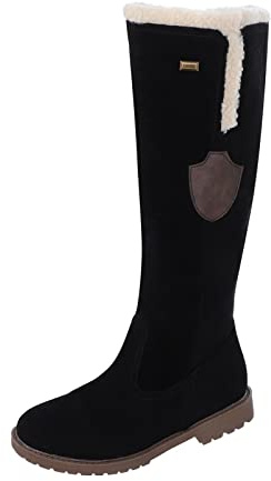 Stivali Cowboy Donna Morbidi Curvy Elasticizzati Stivaletti Alti Pelle Caldo Sexy Western Boots Con Tacco Sopra Il Ginocchio Vintage Stivaletto Invernali Anfibi Larghi Camoscio