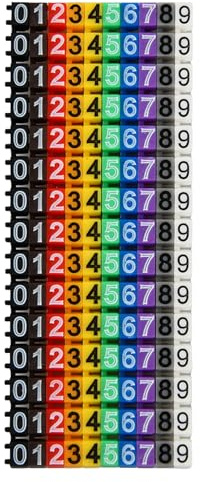 Wire Numbering Marker Plastic, Snap-on Design Cable Marker Tubes, 0~9 Digital Number Tube Wire Number Label Tube, Cables Numbering Kit for Marking The Color-Coded Cable (150Pcs 1.5mm²)