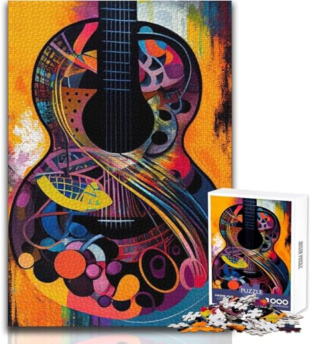 Puzzle 1000 pièces pour Adultes, Guitare Acoustique Abstraite, décoration intérieure, Jeu éducatif, Cadeau d'anniversaire (Dimensions 38x52cm)