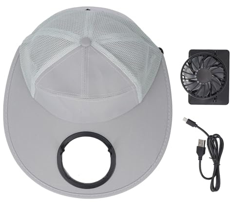 Sombrero de ventilador solar, sombrilla recargable por USB, gorra con visera, senderismo al aire libre, Camping, pesca, gris claro
