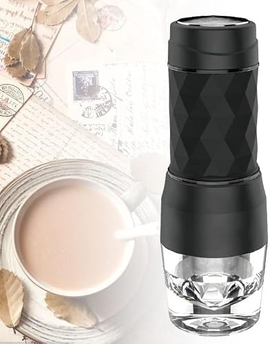 Manual Espresso Maker for Camping & Travel, Portable Hand‑Pump Coffee Machine with Built‑In Cup, 2‑in‑1 Compatible with Ground Coffee & Nes Original Pods, Single‑Serve Outdoor Coffee Maker
