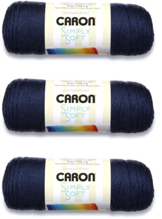 Caron Simply Soft Solids Yarn (4) Medium Gauge 100% Acrylic - 6 oz - Dark Country Blue - Machine Wash & Dry
