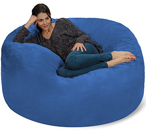 Chill Sack Bohnenbeutelstuhl: Riesen Memory Foam Möbel Taschen und große Liege - großes Sofa mit großen Wasser resistent Soft Micro Suede Cover - Königsblau, 5 Fuß