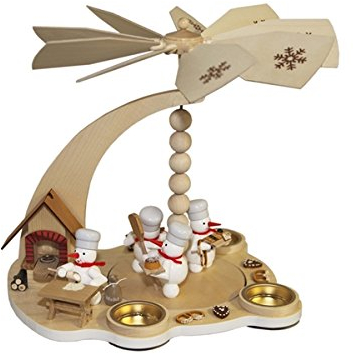 Rudolphs Schatzkiste Tischpyramide Schneemann Weihnachtsbäckerei BxHxt 25x26,5x26,5cm NEU Tischdekoration Dekoration Weihnachten Wärmespiel Lichter Figur Edelholz Seiffen Erzgebirge Holz Flügel
