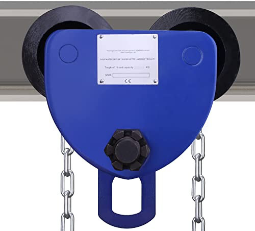 Pallit Laufkatze Geared | 5000 kg Tragkraft | 150-210 mm Flanschenbreite | Krankatze Handfahrwerk + Haspelkette|