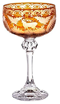 Sektschale Cocktailschale Champagnerschale Yellow Queen 200 ml aufwendig Handbemalt Hochwertiges Glas