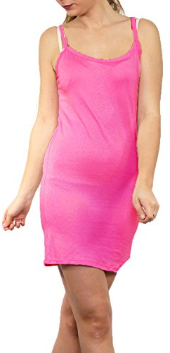 Fondo de vestido con cremallera,Top Largo,Correa,Talla única 38-42, fucsia, Talla única