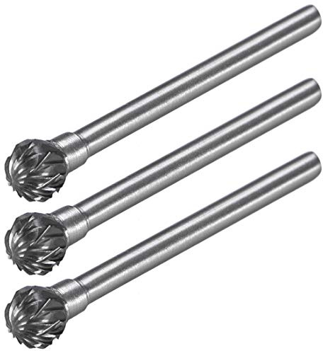 uxcell - Lima rotativa in carburo di tungsteno, gambo da 1/8, doppio taglio a forma di sfera, diametro 6 mm, per smerigliatrice da trapano in legno morbido e metallo intagliato, 3 pezzi