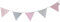 Pundus Wimpelkette Rosa Pink, Stoff-Girlande Baumwolle 1,9m, 5 Wimpel, Dekoration Babyzimmer Kinderzimmer