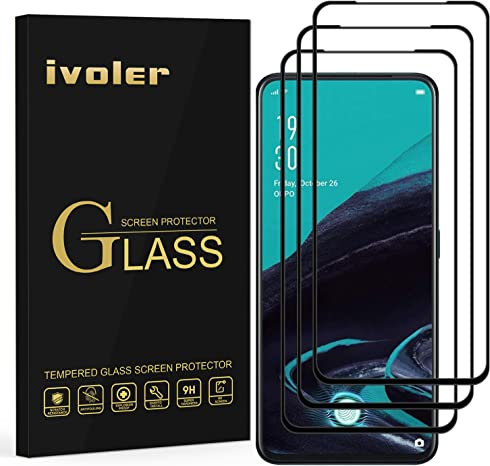 VGUARD 3 Piezas Protector de Pantalla para Oppo Reno2 / Oppo Reno 2, [Cobertura Completa] Cristal Vidrio Templado Premium, [Dureza 9H] [Anti-Arañazos] [Sin Burbujas]