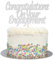 Large Congratulations On Your Engagement Glitter Cake Topper (Silver Glitter)