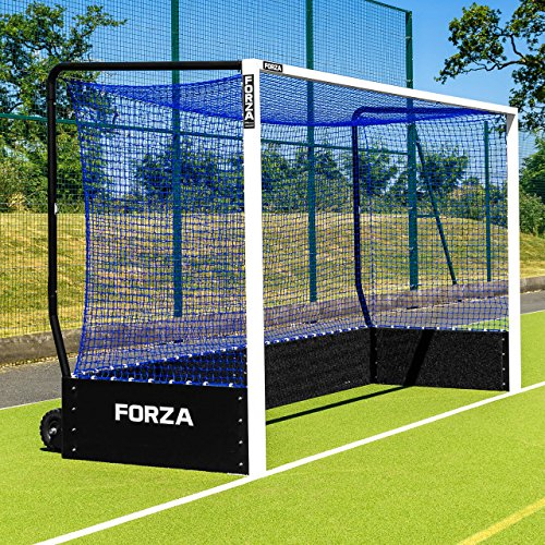FORZA Meisterschaft Hockeytor │ wetterfestes Aluminium Hockeytor mit durchschlagsicheren Rädern (Einzeln mit Gewichten, Blau)