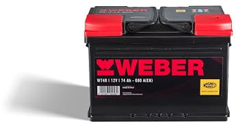 Magneti Marelli Parts & Services - Batteria Auto Weber L03, Batteria Auto 74Ah 067074650001 al Piombo Acido ad Elevate Prestazioni, Senza Manutenzione - 12V 74Ah 680A B13 con Maniglie, Ricambi Auto