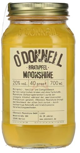 O'Donnell Moonshine BRATAPFEL Liqueur 20,00% 0,70 Liter