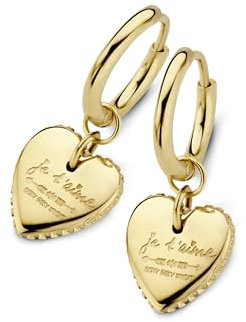 CO88 ear huggies 12 mm avec chaque breloque cœur ipg, Stone