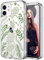 ICEDIO for iPhone 12 Mini Case with Screen Protector,Clear with Cute Green Leaves Floral Flower Patterns for Girls Women,Slim Fit TPU Cover Protective Phone Cover