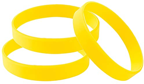 THXIY 100 pezzi braccialetti in silicone per bambini,Vuoti Braccialetto universale Sportive Braccialetti di gomma per ragazze ragazzi giallo
