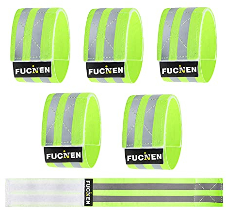 FUCNEN Reflektierendes Band reflektorbänder Armband Set 6 Stück joggen Reflektor armbänder Set hohe Sichtbarkeit reflektorbänder Klett für Wandern Joggen Radfahren, Reflektierende Sicherheits Armband