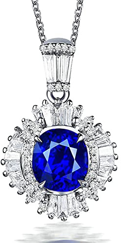 KnSam Damen Halskette, Goldkette Damen Echtgold Halskette Gold Echt Luxus Eleganz 18 K 750 Weißgold Hochzeitringe Für Damen Mit Saphir Silber