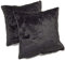 MALIKA Set 2er Kissenbezug Cashmer Touch Fleece Kissenhlle Sofakissen Kopfkissenbezug Kissenbezug Couchkissen, Gre:50 x 50 cm, Designe:SCHWARZ