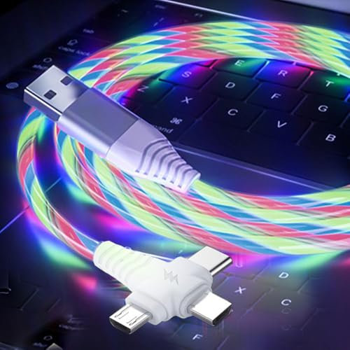 Cable de carga 3 en 1 Carga rápida, cargador de teléfono múltiple con luz LED Cable USB C de Android Cable micro USB de 3 pies Decoraciones navideñas temáticas para fiestas Niños Niños Niñas Regalos
