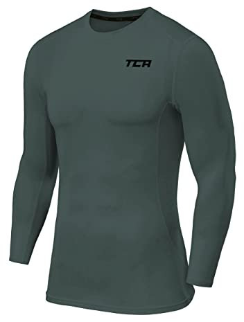 TCA Men Long Sleeve Compression Shirt, Athletic Workout Sports Undershirt Base Layer Top - Darkest Spruce, M