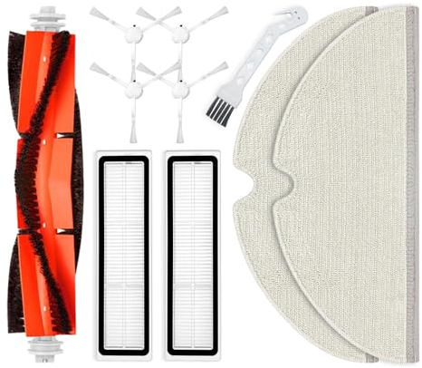 LIVERYDE Accessoires Pièces de rechange pour Dreame D9, Dreame L10 Pro, Dreame D9 Max, Dreame D9 Pro, 1 brosse principale, 4 brosses latérales, 2 filtres Hepa, 2 lingettes, 1 outil de nettoyage