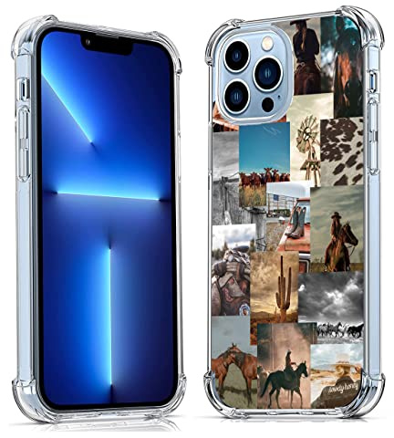 Vesidurt Western Country Protective Case for iPhone 13 Pro Max, Cowboy-Cowgirl-Horse Protective Case for Men and Women, Trendy, Soft TPU Case, Compatible with iPhone 13 Pro Max