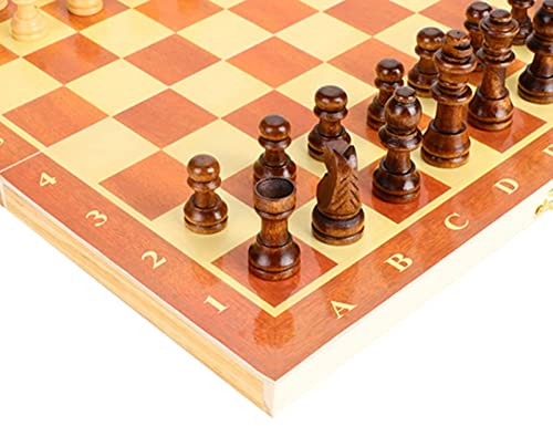 Yinhing 30,5 cm Schachspiel für Erwachsene, Tragbares Faltbares Schachbrett aus Holz, Reise-Schachspiel, Brettspiel, Geschenk, Anfänger-Schachspiel für und Erwachsene