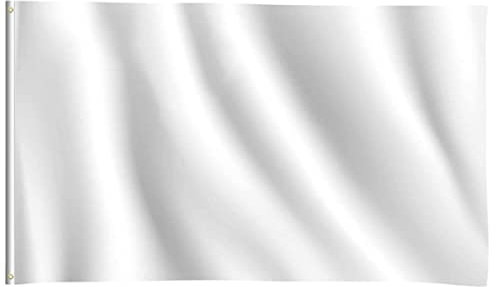 5ft x 3ft Blank White Flags DIY Banners Pennant Double Stitched Vivid Color Plain Flags Polyester Decoration for Garden Room Game Parade Sport Events Festival Party 90 X 150cm with Brass Grommets