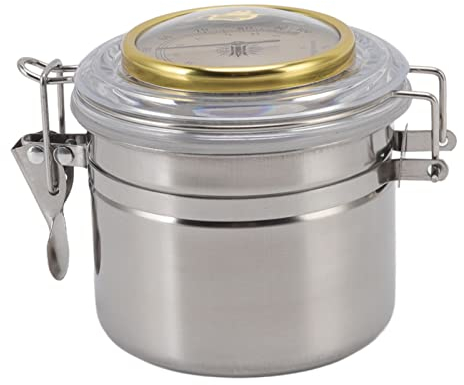 Tabakdose Edelstahl-Zigarren-Humidor, Wasserdicht Versiegeltes Tabak-Aufbewahrungsglas mit Hygrometer-Luftbefeuchter (96MM*103MM)