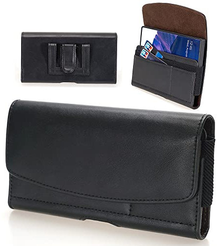 PU Leather Mobile Phone Holster for iPhone 16 16 Pro, 15 15 Pro, 14 14 Pro 13 12 11 Pro 11 XR, Samsung Galaxy S24 S23 S22 S21 S20 S10 A40 A20e J5, Pixel 8, Belt Phone Holder Pouch with Clip Loop
