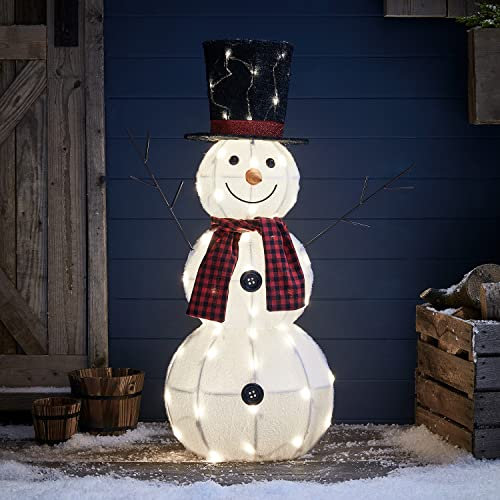 Lights4fun 50er LED Schneemann Weihnachtsbeleuchtung Außen Weihnachtsfigur mit Timer Weihnachtsdeko Outdoor