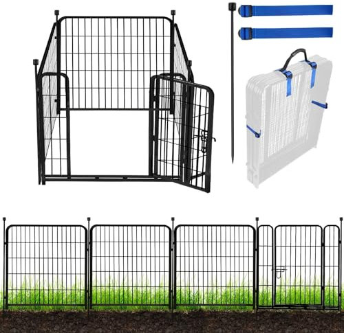 Clôture décorative en métal avec portail 81,3 cm (H) x 68,6 cm (L) 4 panneaux Noir