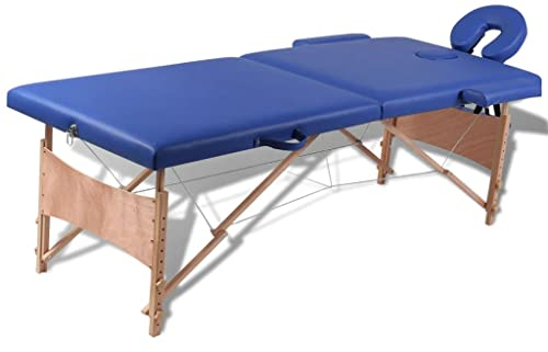 SKM Massageliege Klappbar 2-Zonen mit Holzgestell Blau, Weight: 14.9 kg, 110075