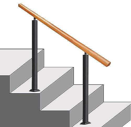 Yqyc Handläufe Für Außenstufen, 60–160 cm, Treppenhandlauf, Außentreppengeländer, Passend Für 1 Bis 3 Stufen, Mit Installationssatz Für Beton/Holz/Ziegel (Color : Negro, Size : H-95cm L-160cm)