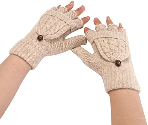 Didadihu Fingerlose Handschuhe Damen - Unisex Thermo Gloves Schwarz Fingerlos Handschuhe Warme Pulswärmer Touchscreen Gefütterte Fingerhandschuhe Handwärmer Kompressionshandschuhe Warm