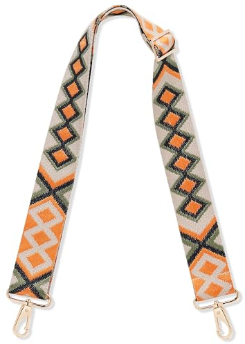 Expatrié Taschengurt zum Wechseln - Jeanne Ethno Orange - Verstellbarer Schultergurt für Taschen Umhängetasche Bauchtasche - Flexibler Handtaschen Gurt mit Karabiner