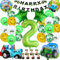 Geburtstagsdeko 2 Jahre Junge, 35 Stück Traktor Deko Enthält Cake Topper, Latexballons, Traktor Folienballon, Banner, Für Kinder geburtstag Party Supplies Deko