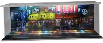 Amagogo Maßstab 1:64 Parkplatz LED-Vitrine Sammlerstücke Aufbewahrungsbox Simulation Straßenszene für Modellautos Diorama-Sammlung, Japanische