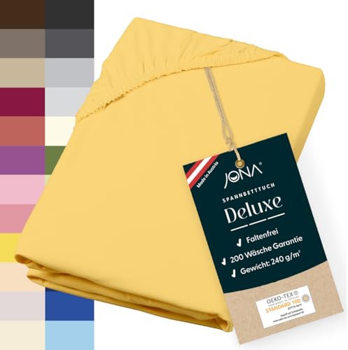 JONA SLEEP® Deluxe Spannbettlaken, Spannbettlaken in Hotelqualität - 240 g/m² - 150 Wäschen Garantie | Made in Austria (citrone, 180-200 x 200-220 cm)