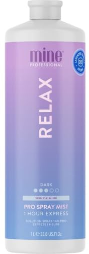 MineTan Professional Spray Tan Solution | Relax - Sunless Tanning For a Cool, Dark Brown Skin Finish, Enriched with Skin Calming Ashwagandha, Lavender, and Green Tea, 33.8 Fl Oz