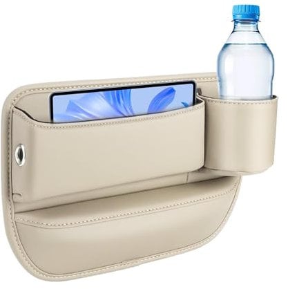 Car Cup Holder, Leather Car Drink Holders, Car Seat Gaps Filler & Organiser, Car Seat Storage Box, Auto Seat Side Organiser Cup Holder For Car Storage For Drink Bottle, Phone