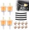 16PCS Inline Fuel Filter Hose Kit Reusable Fuel Filter Prevent Clogging Durable In Line Fuel Filters Easy Replacement for Motorcycles, Generators, for Pocket Bikes, Lawn Mowers, Small Tractors