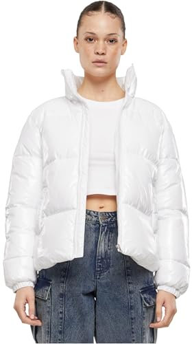 Urban Classics Ladies Recycled Short Shiny Puffer Jacket White, 5XL