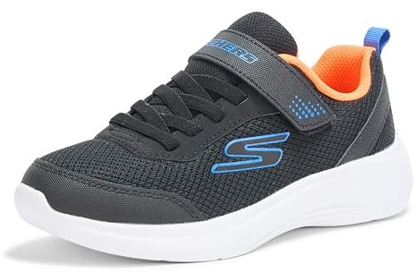Skechers Sneakers,Sports Shoes, Black Textile/Black Synthetic/Blue Trim, 34 EU