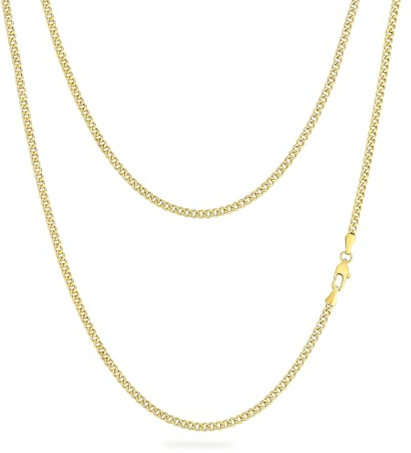 KRKC Herren Halskette, 14K Gold Vergoldet Edelstahl Cuban Link Chain Panzerkette 3mm, Nickel-frei Dünne Kette Gliederkette für Männer Länge 45,7cm