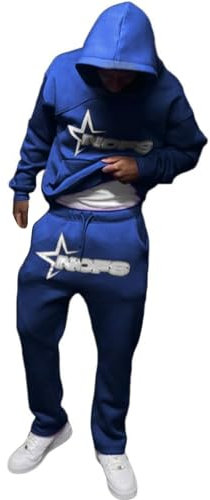 Générique Ensemble de Jogging NOFS Y2K Homme, 2 Pièces Tracksuit, Légère Ensemble de Survêtement Unisexe, Sweat à Capuche et Pantalon Sport, Style Streetwear Hip Hop 2025