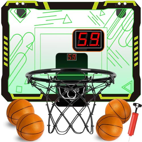 STAY GENT Canasta Baloncesto Infantil con 4 Balones y Puntuación Automática LED Decolorado Mini Canasta Baloncesto Habitacion Casa Oficina Interior Exterior Baloncesto Juego para 3 6 7+ Niños Adultos