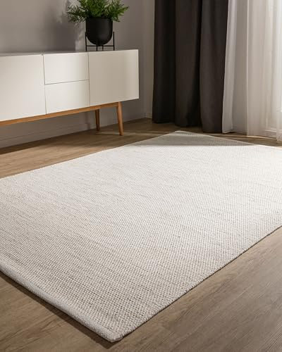 benuta Basic handgewebter Baumwollteppich Ron - Creme 60x120 cm - Handwebteppich aus 100% Baumwolle - Style: Uni, Minimalistisch, Natural Living - Pflegeleicht für Wohnzimmer Schlafzimmer